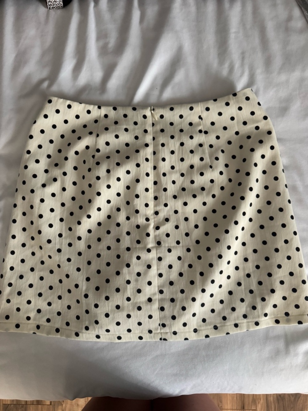 Polka Dot Mini Skirt in Ivory and Black - Picture 3 of 3
